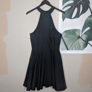 Lulus black Keyhole high neck skater dress